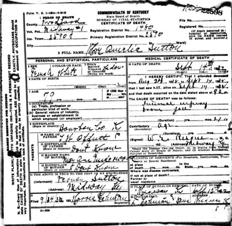 Oklahoma Vital Statistics Death Certificate